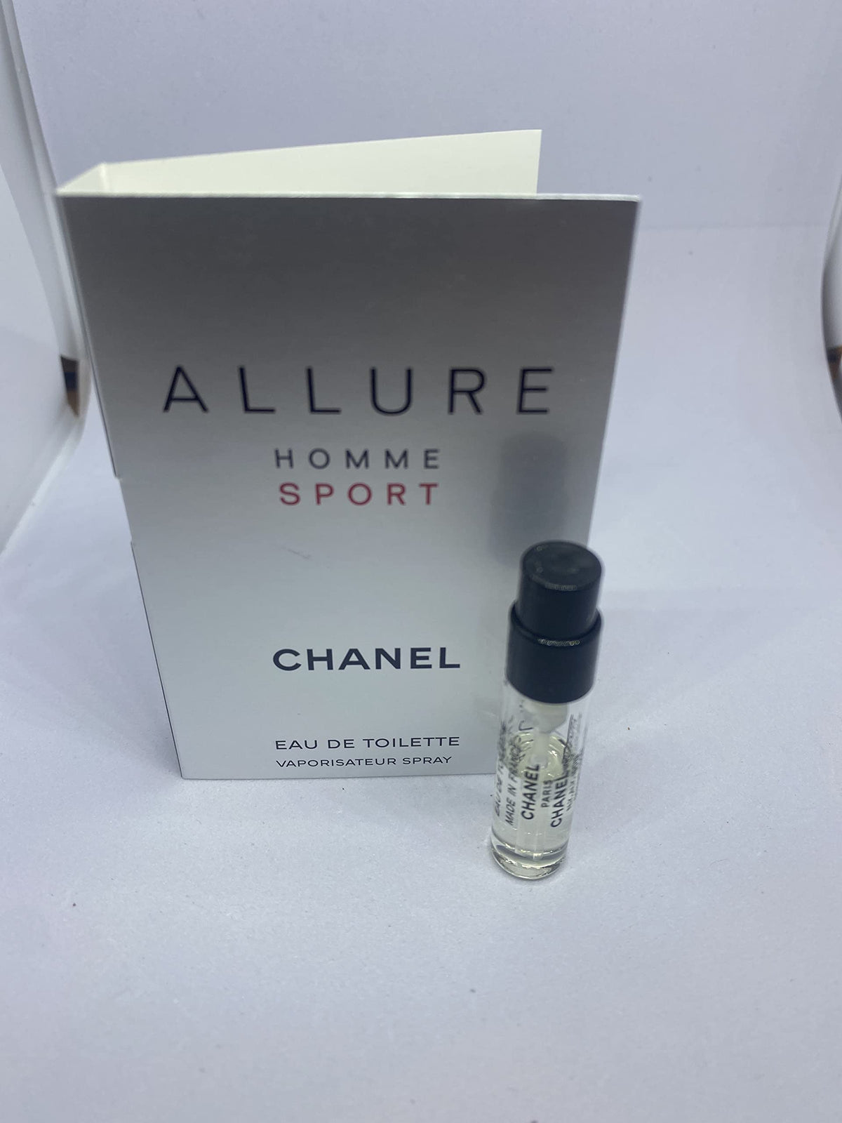 Chanel Allure Homme Sport sample vial, ideal for travel testing and trying before you buy.