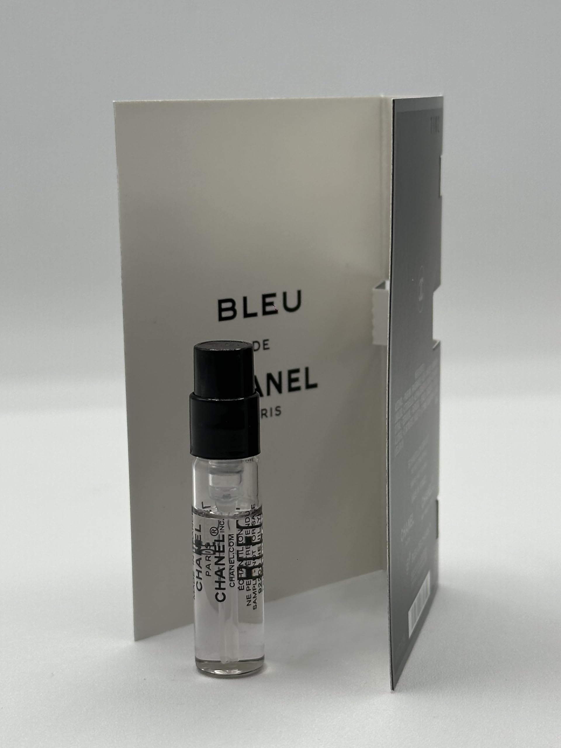 CHANEL Bleu de Chanel packaging, compact box for portable testing.