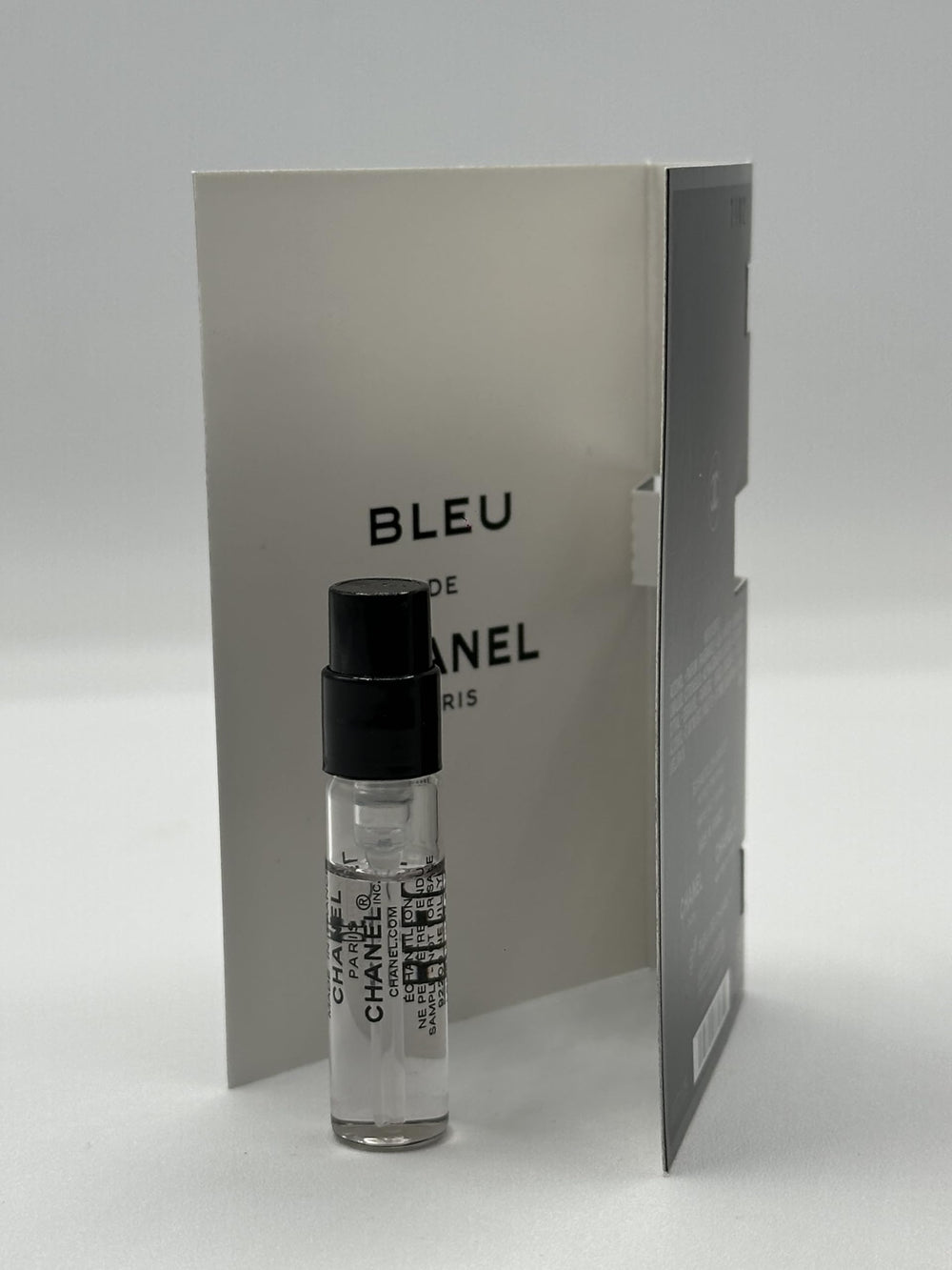 CHANEL Bleu de Chanel packaging, compact box for portable testing.