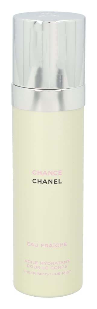 Chanel Chance Eau Fraiche mist being sprayed on skin for quick refresh.
