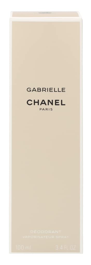 Chanel Gabrielle deodorant spray box packaging conveys premium fragrance.