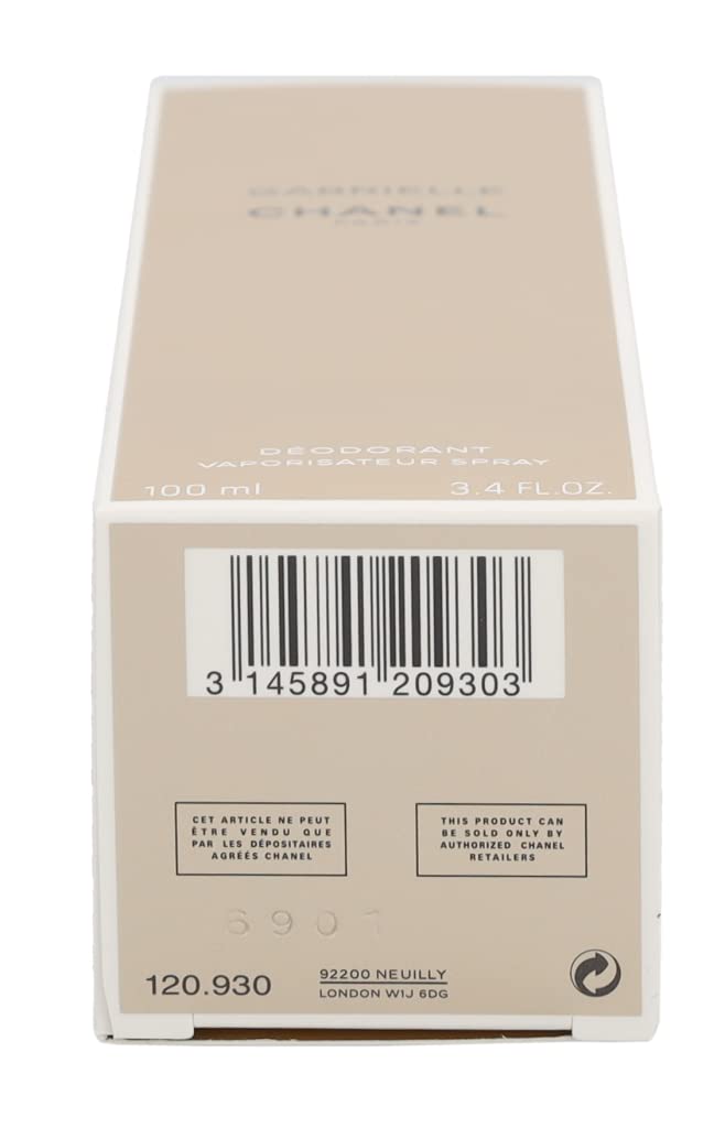 Chanel Gabrielle deodorant spray close-up cap highlights refined design.