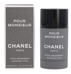 CHANEL Pour Monsieur deodorant stick application shot showing smooth glide for comfortable wear.
