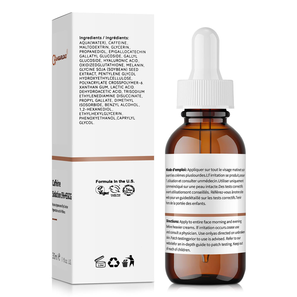 CHANGARLOAD eye serum ingredients EGCG and caffeine highlight, gentle care.