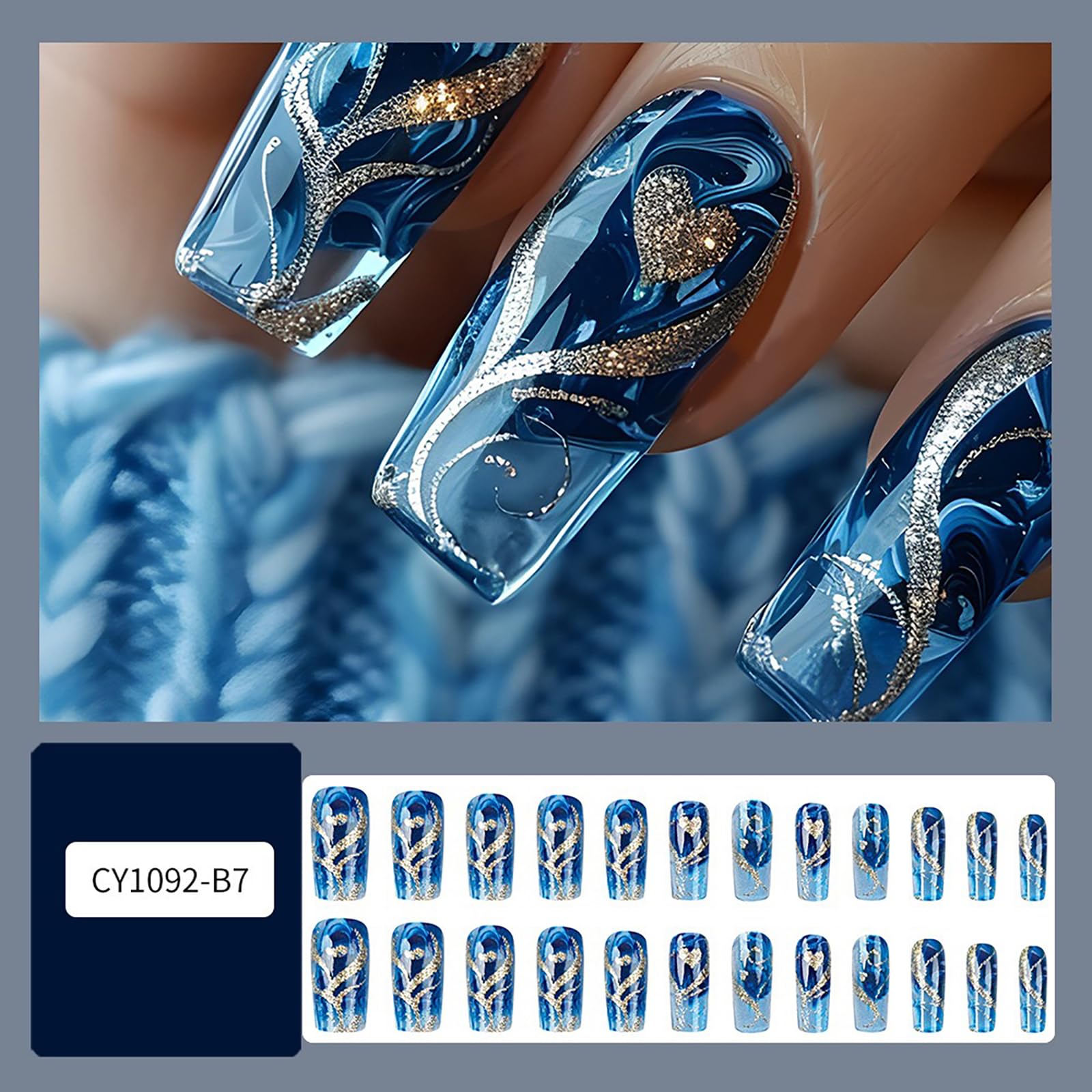 CHAONENG long square gradient stripe nails for bold style