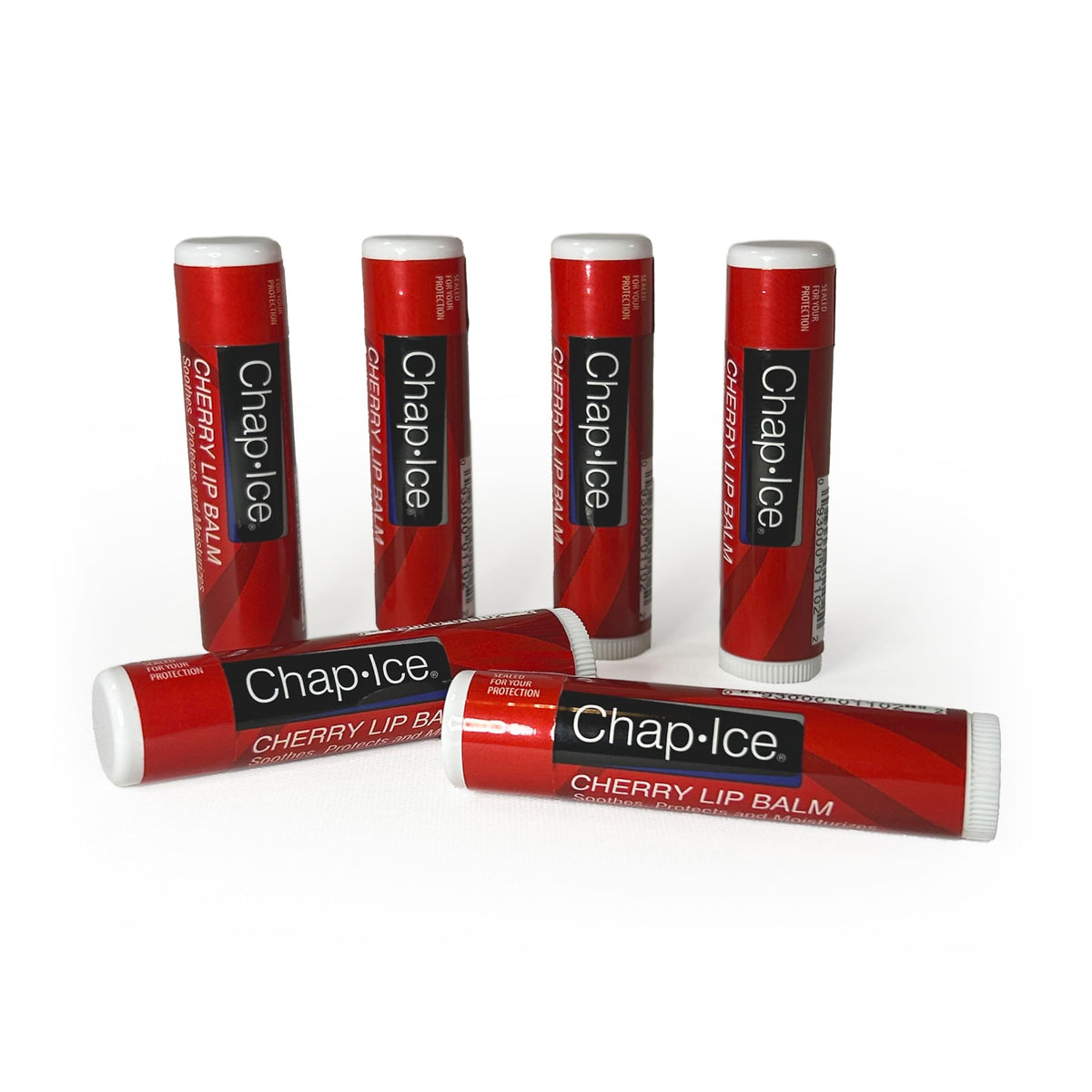 CHAP-ICE cherry lip balm stick with subtle shine for daily moisture.