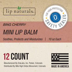 CHAP-ICE Lip Naturals mini Bing Cherry balm SPF 15 on-pack closeup nourishes lips daily