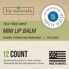 CHAP-ICE Lip Naturals mini tea tree balm tube ready for travel.