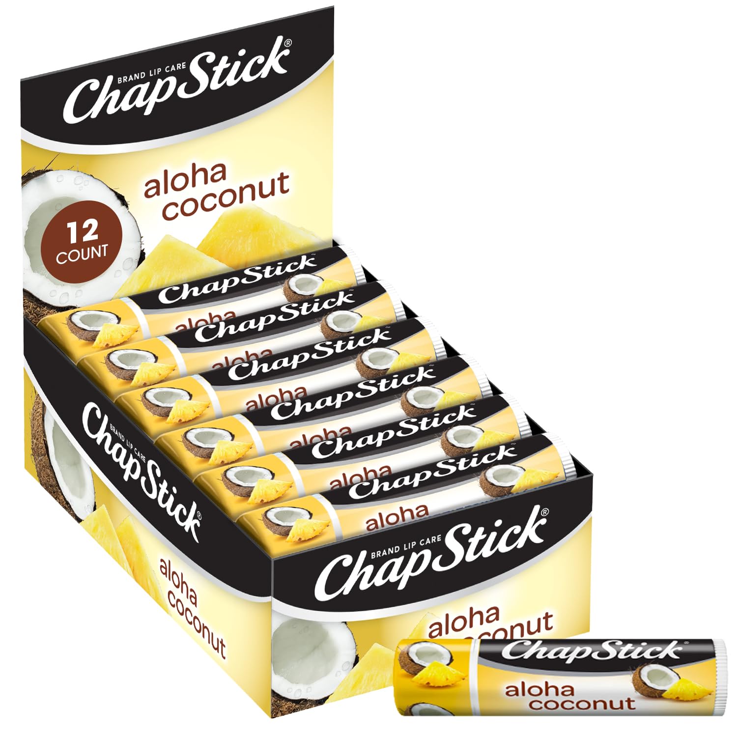 ChapStick Aloha Coconut bulk 12-pack for on-the-go lip moisture and backup care