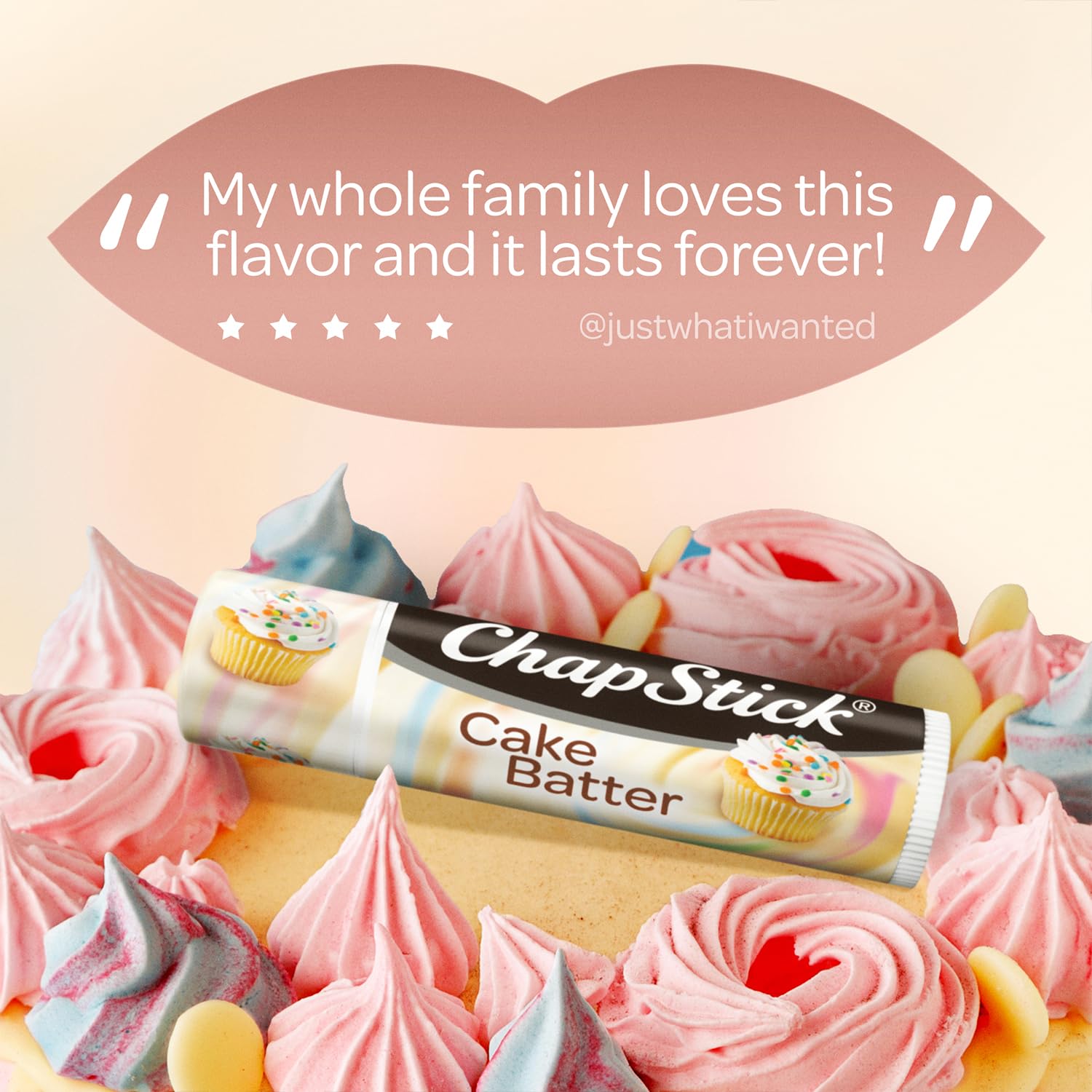 ChapStick Cake Batter bulk display arranged for gifting or stocking.
