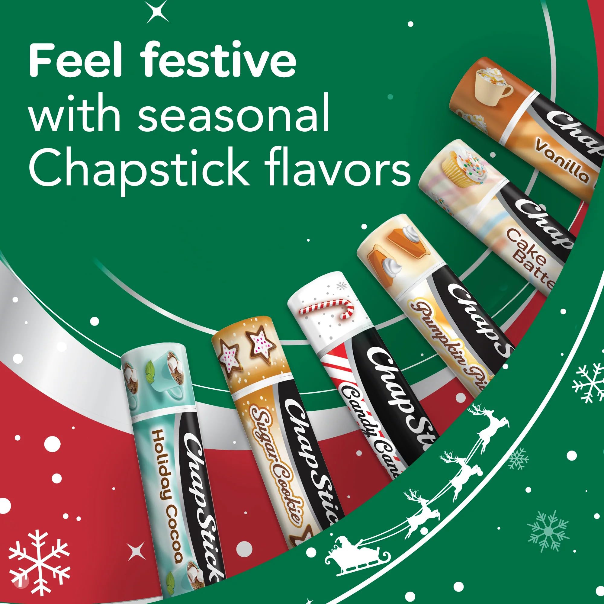 Cruelty-free ChapStick Candy Cane with paraben-free formula.