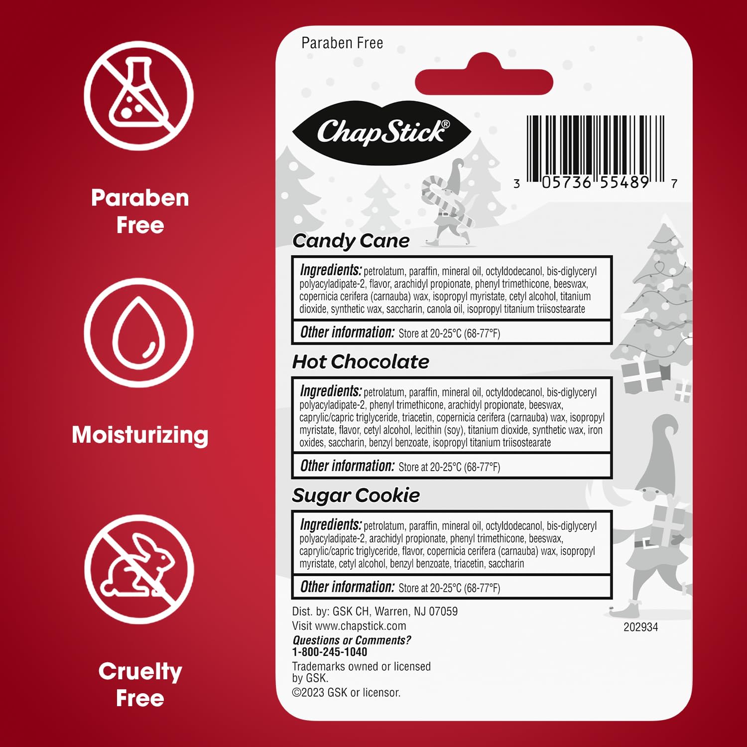 ChapStick Candy Cane lip balm twist close-up showcasing portable 0.15 oz tube.