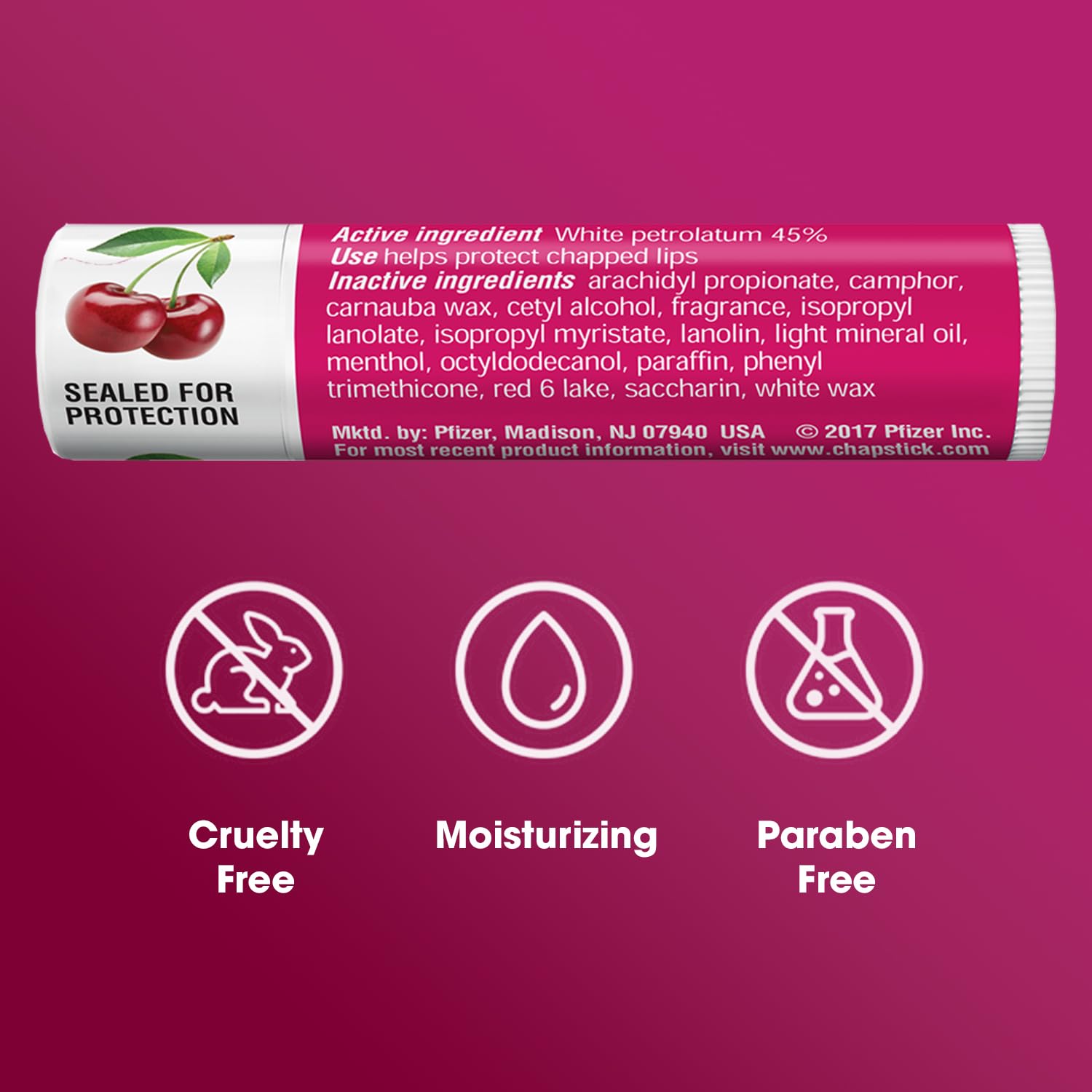 ChapStick Cherry lip care on the go in a bag or pocket