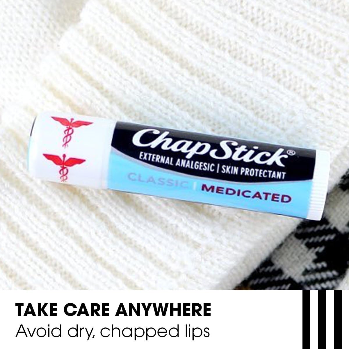 ChapStick Classic Medicated packaging close-up highlighting compact design