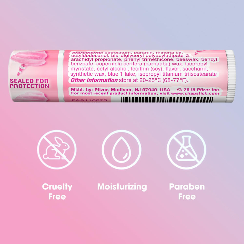 ChapStick Cotton Candy in-use shot illustrates quick lip hydration anywhere.