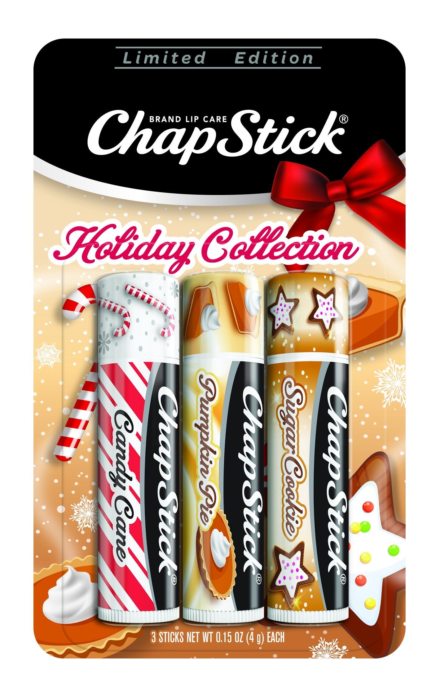 ChapStick Candy Cane flavor lip balm stick for festive lip care