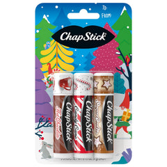 ChapStick Holiday Hot Chocolate lip balm close-up showing a smooth, comforting feel on lips.