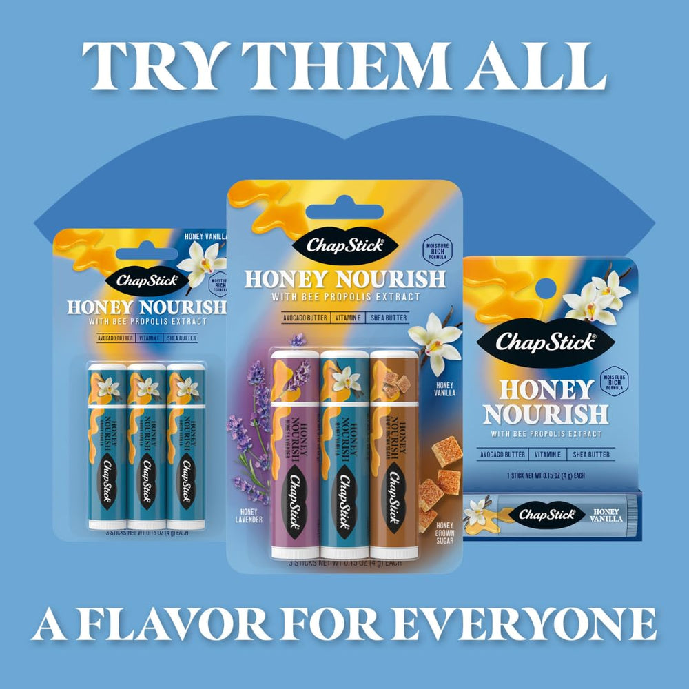 ChapStick Honey Nourish propolis close-up showing moisturizing formula