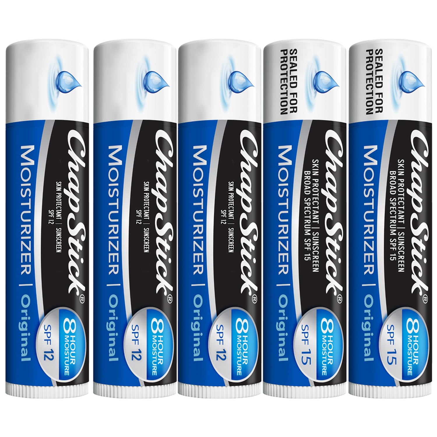 ChapStick Moisturizer 2-in-1 lipcare SPF 12 front tube delivers daily hydration.
