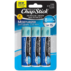 ChapStick Moisturizer Cool Mint tube in hand for instant lip hydration.