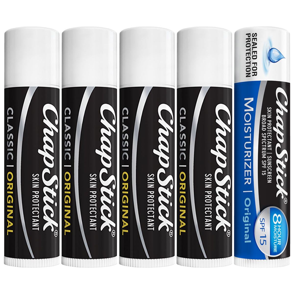 ChapStick Original lip balm twist-stick for smooth, hydrated lips.