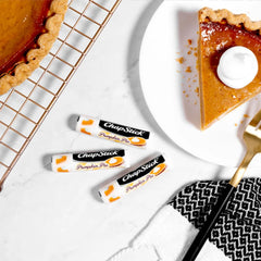 ChapStick Pumpkin Pie triple pack back view with take-along convenience