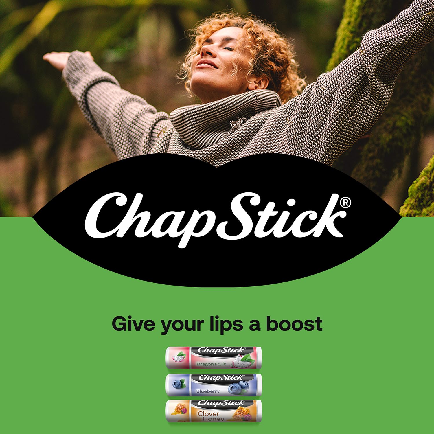 ChapStick Superfood Blueberry lip balm close-up highlighting berry flavor and moisture