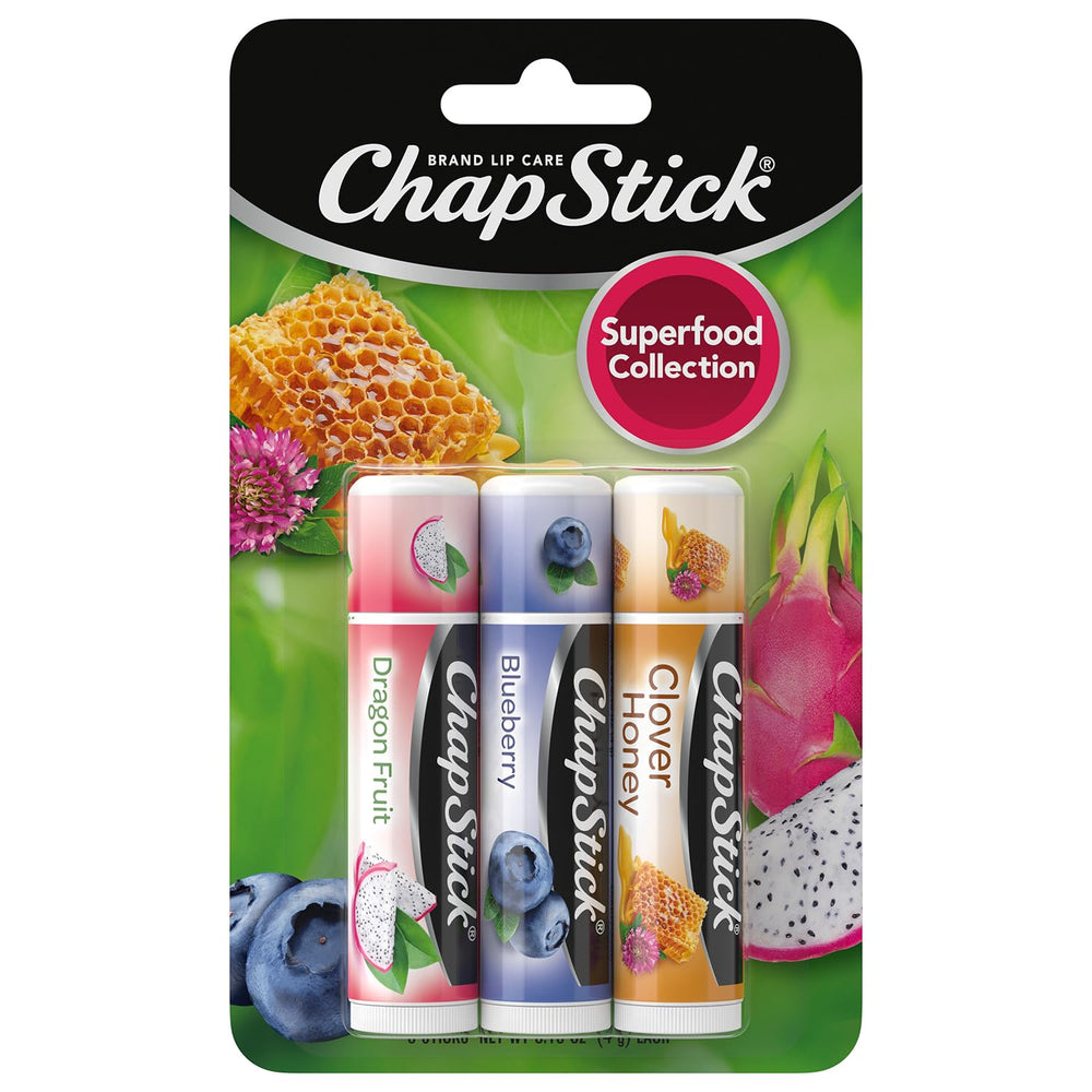 ChapStick Superfood Dragon Fruit lip balm front view for smooth lips on the go