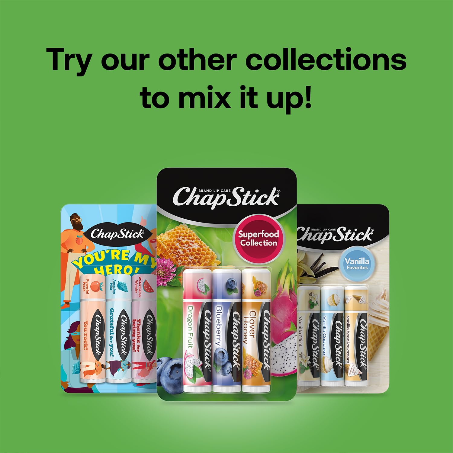ChapStick Superfood pack in pocket beside device for quick moisture