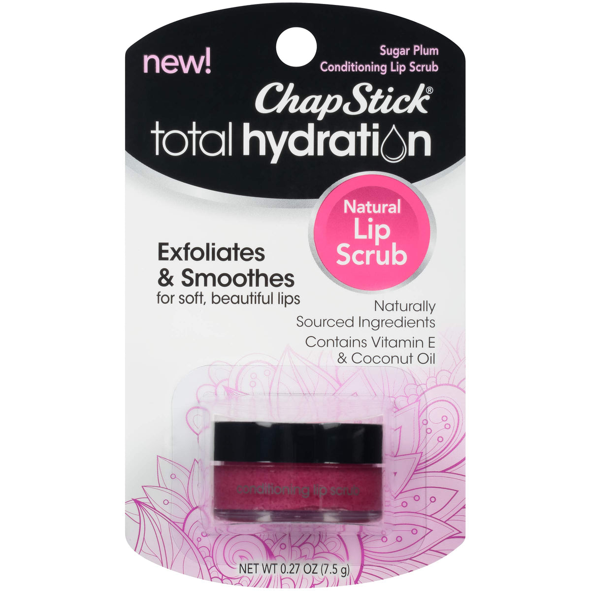 ChapStick Total Hydration Sugar Plum lip scrub jar close showing creamy texture