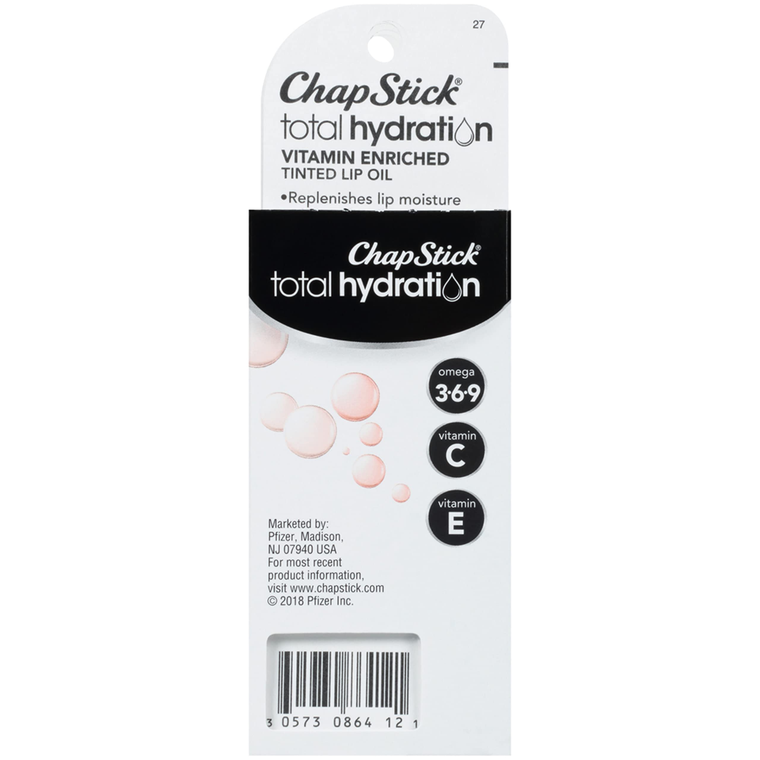 ChapStick Total Hydration Lip Oil Sheer Plum swatch adds subtle depth and shine.