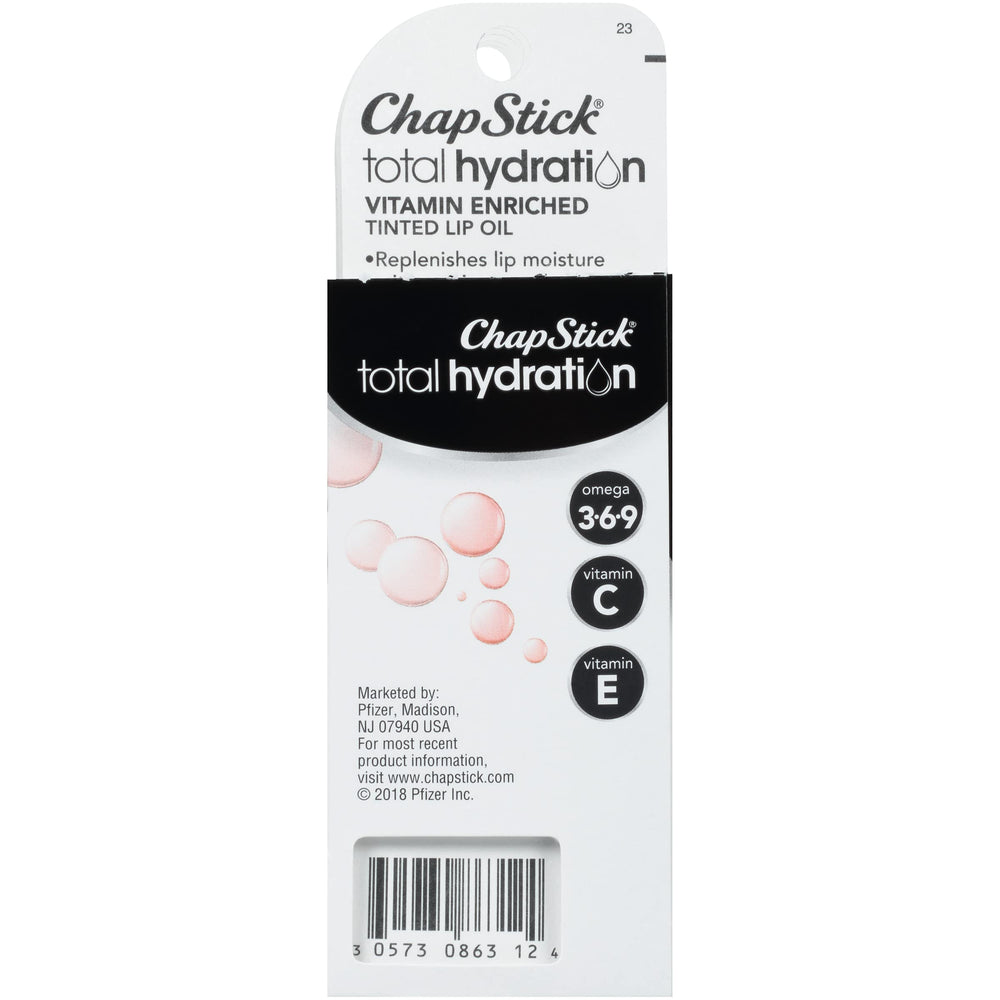 ChapStick Total Hydration Lip Oil packaging enables on-the-go lip care.