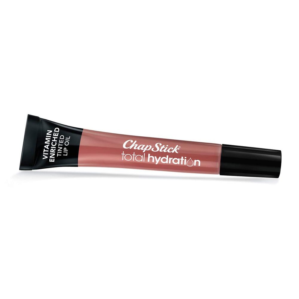 ChapStick Total Hydration Lip Oil swatch Subtle Pink for sheer color and shine