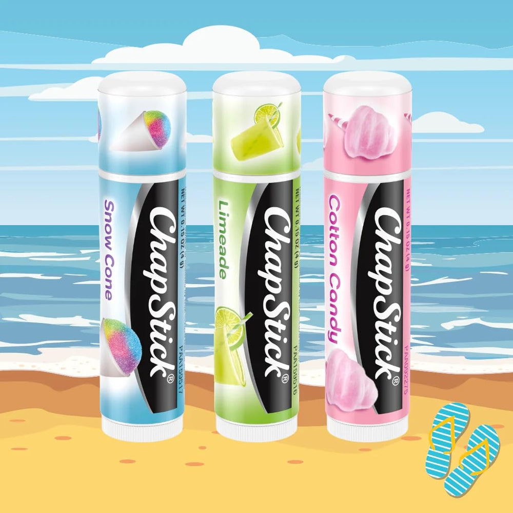 ChapStick Vacation Getaway Limeade lip balm close-up, refreshing relief for parched lips.