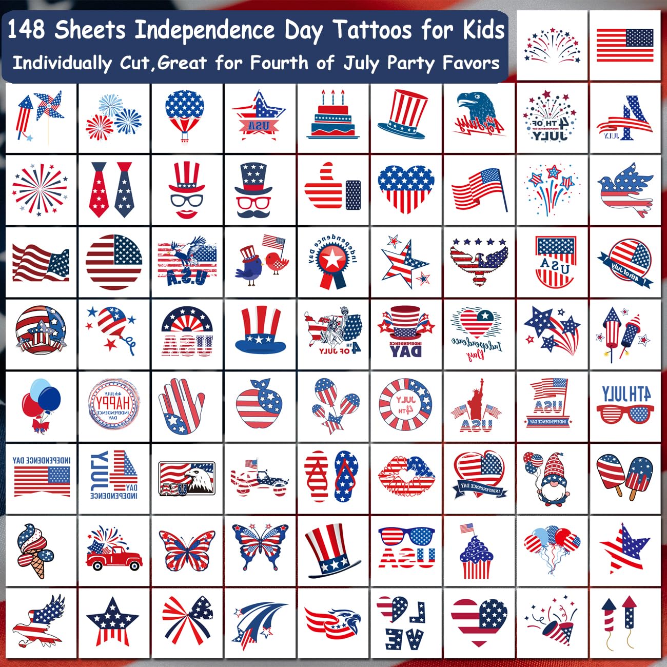 CHARLENT mixed styles tattoos for independence day, great as party favors
