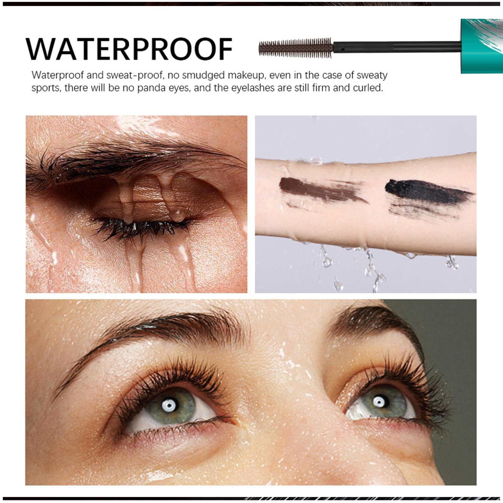 Charm Kiss New Mascara showcasing lashes before and after for length and curl