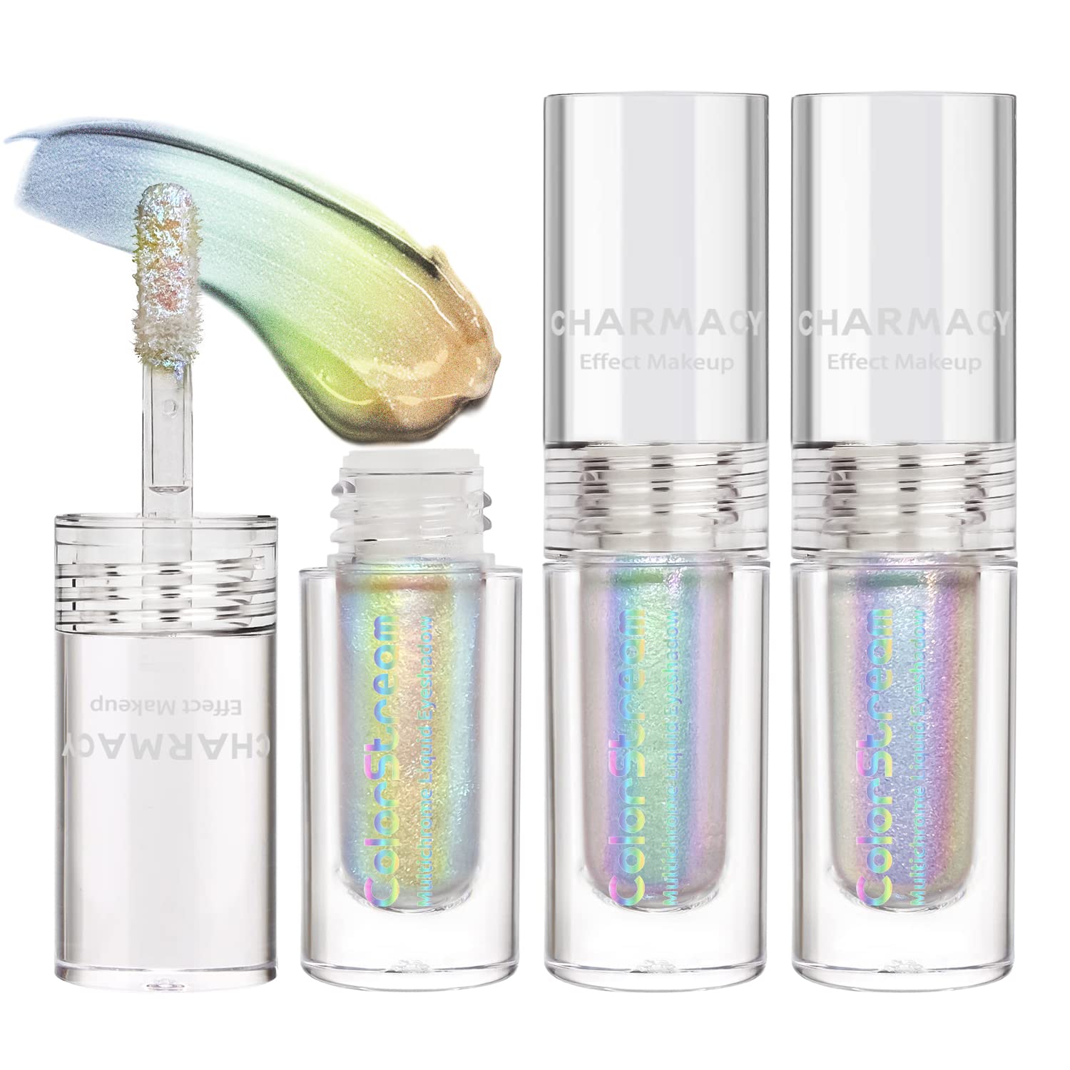 CHARMACY multichrome eyeshadow front view shows shifting colors for dynamic day-to-night looks.