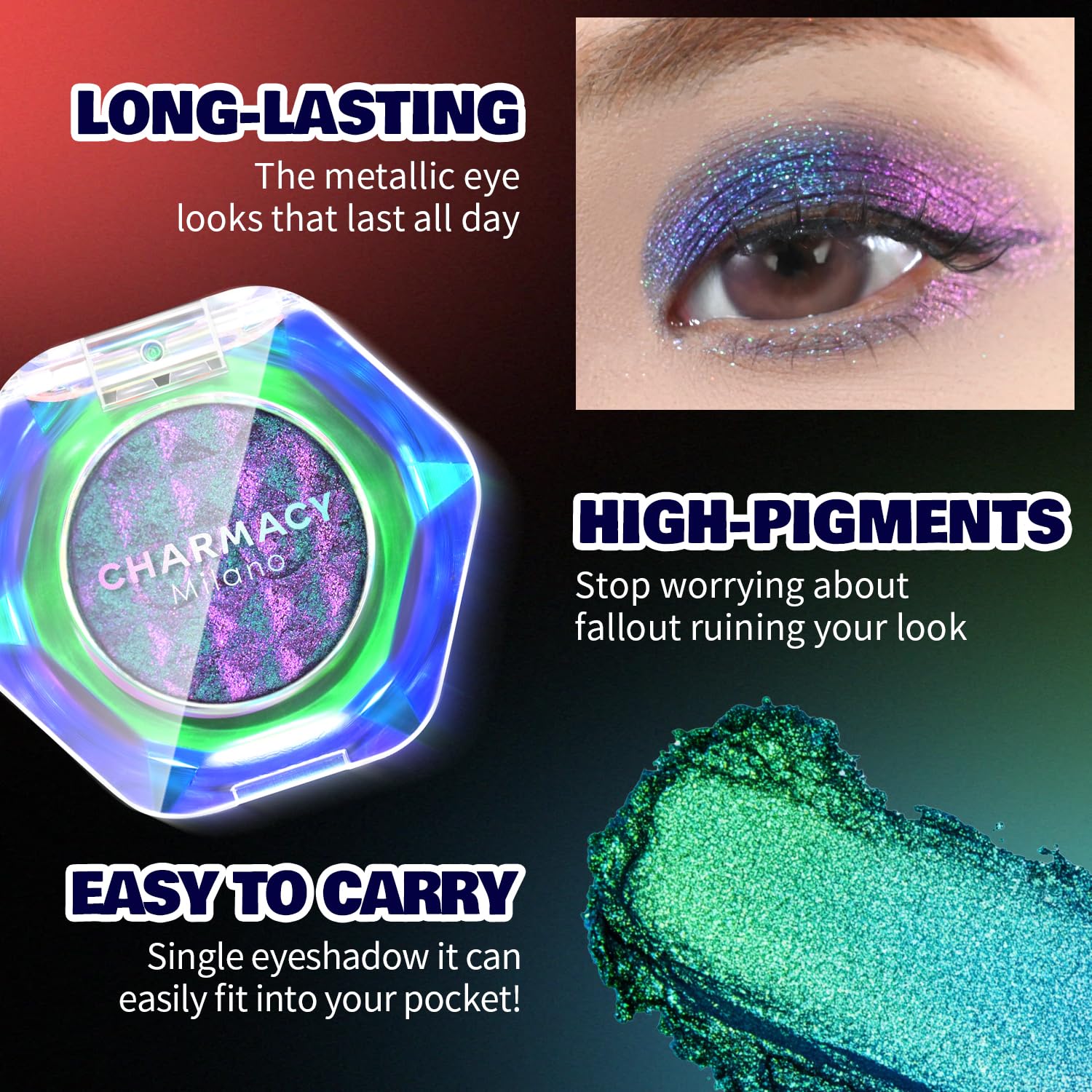CHARMACY Duochrome shimmer eye look creates a soft, radiant vibe