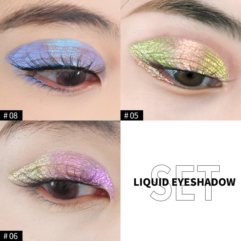 CHARMACY multichrome shadows collection demonstrates color-shifting shimmer effects.