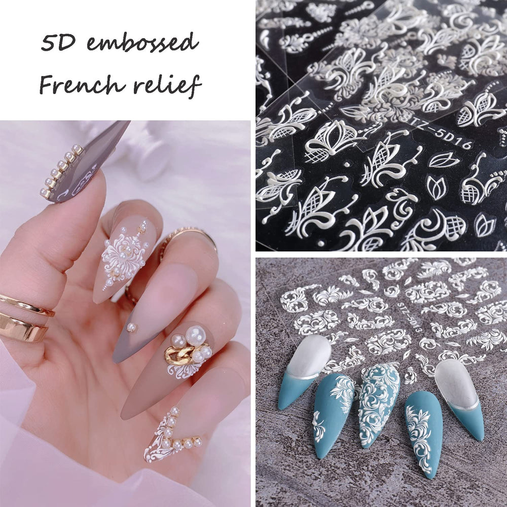 Charmark embossed 5D texture closeup nail sticker adds depth and luxury