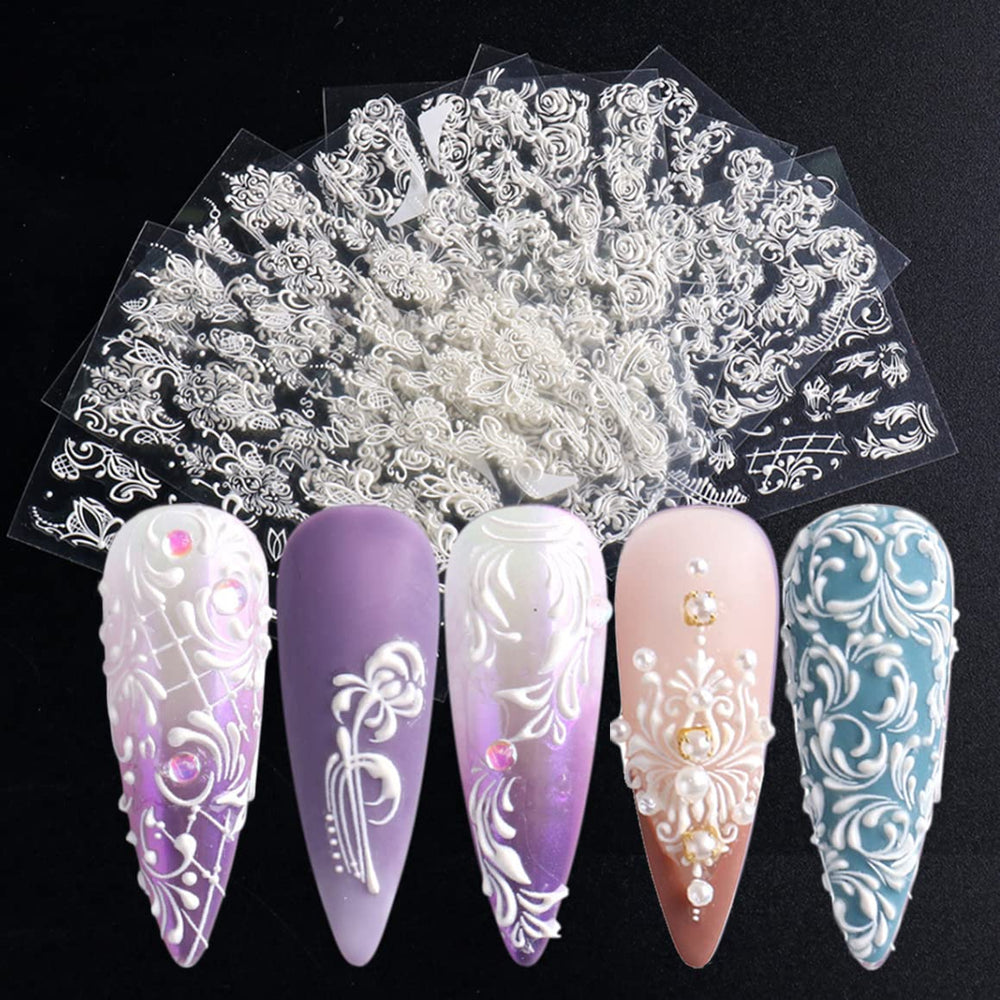 Charmark French design rose pattern 5D nail stickers for elegant nails
