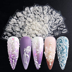Charmark French design rose pattern 5D nail stickers for elegant nails