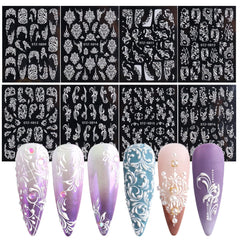 Charmark rose lace pattern nail stickers for romantic, versatile nail art