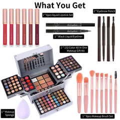 CHARMCODE 132-color box open showing palettes, glosses, and mirror for options