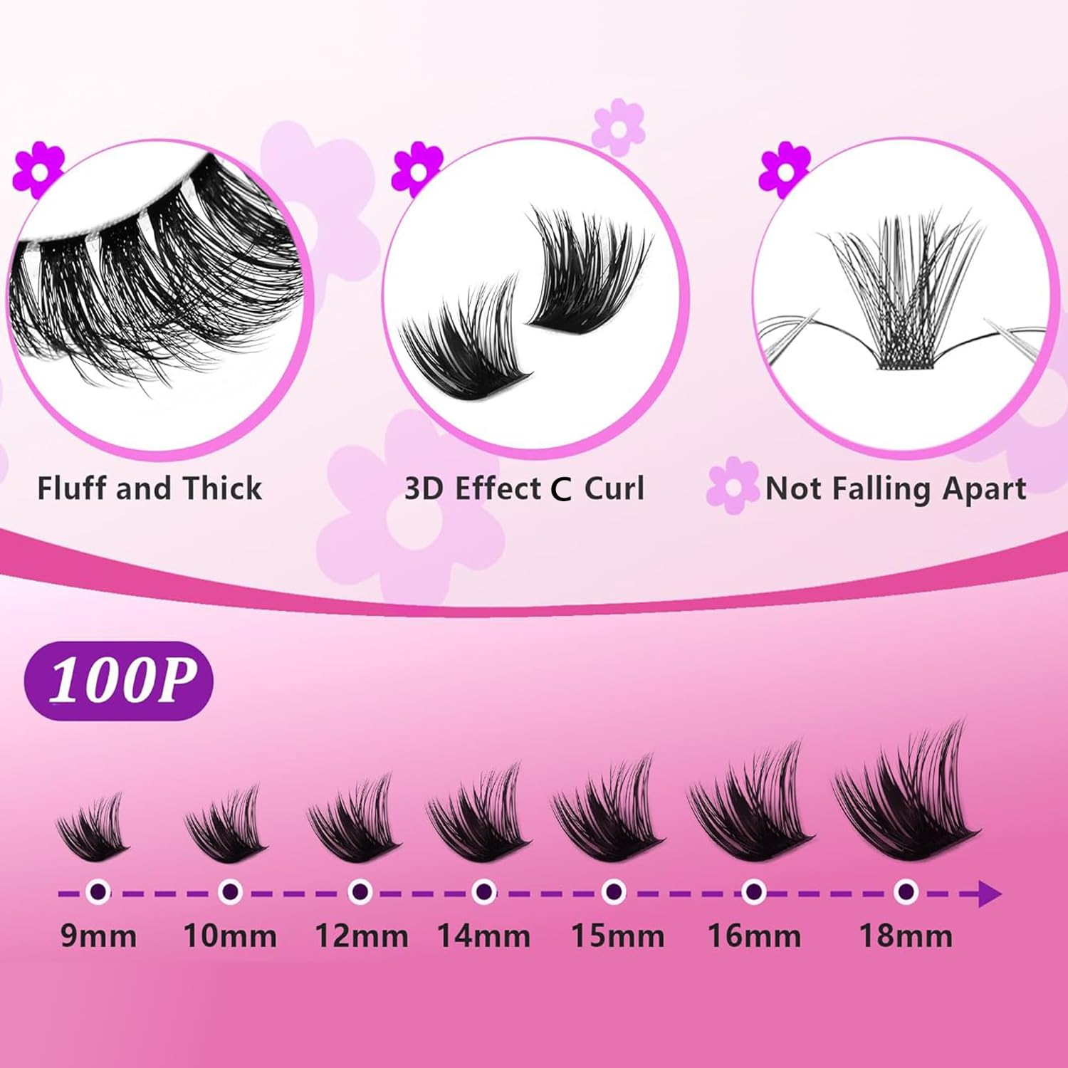 Charmily lash clusters 10–18mm D curl for a wispy, open-eye look
