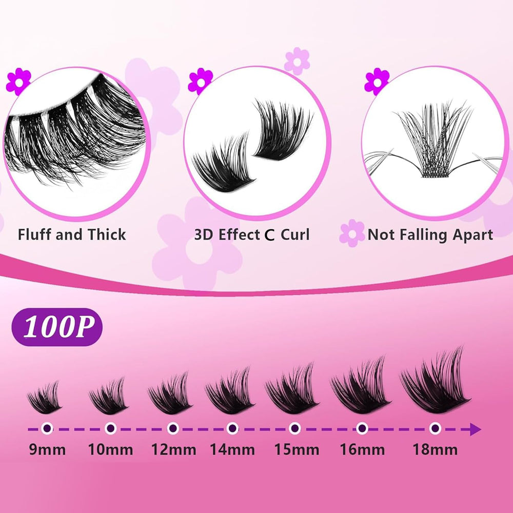Charmily lash clusters 10–18mm D curl for a wispy, open-eye look