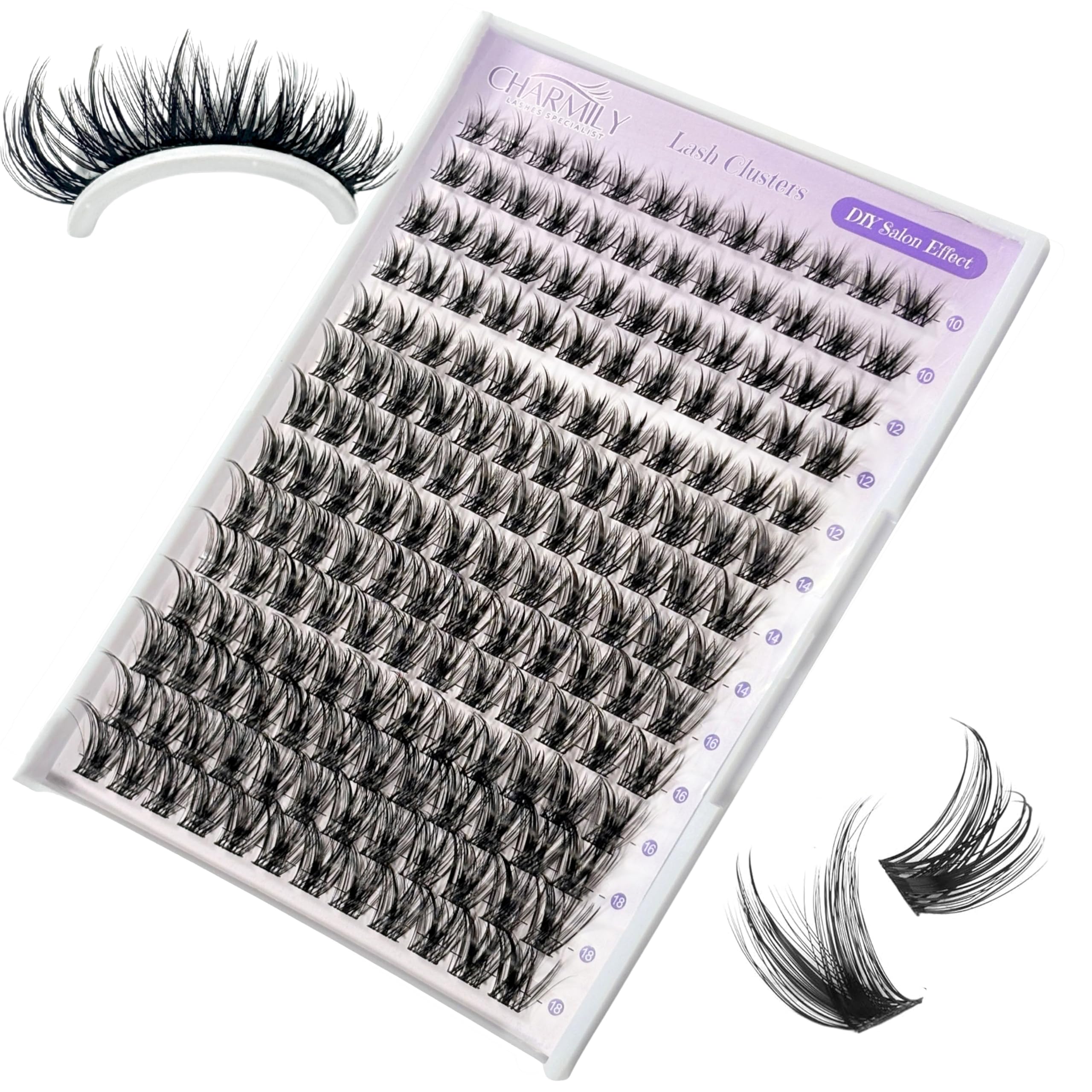 Charmily Lash Clusters deliver a wispy natural look with an ultra-thin invisible band.