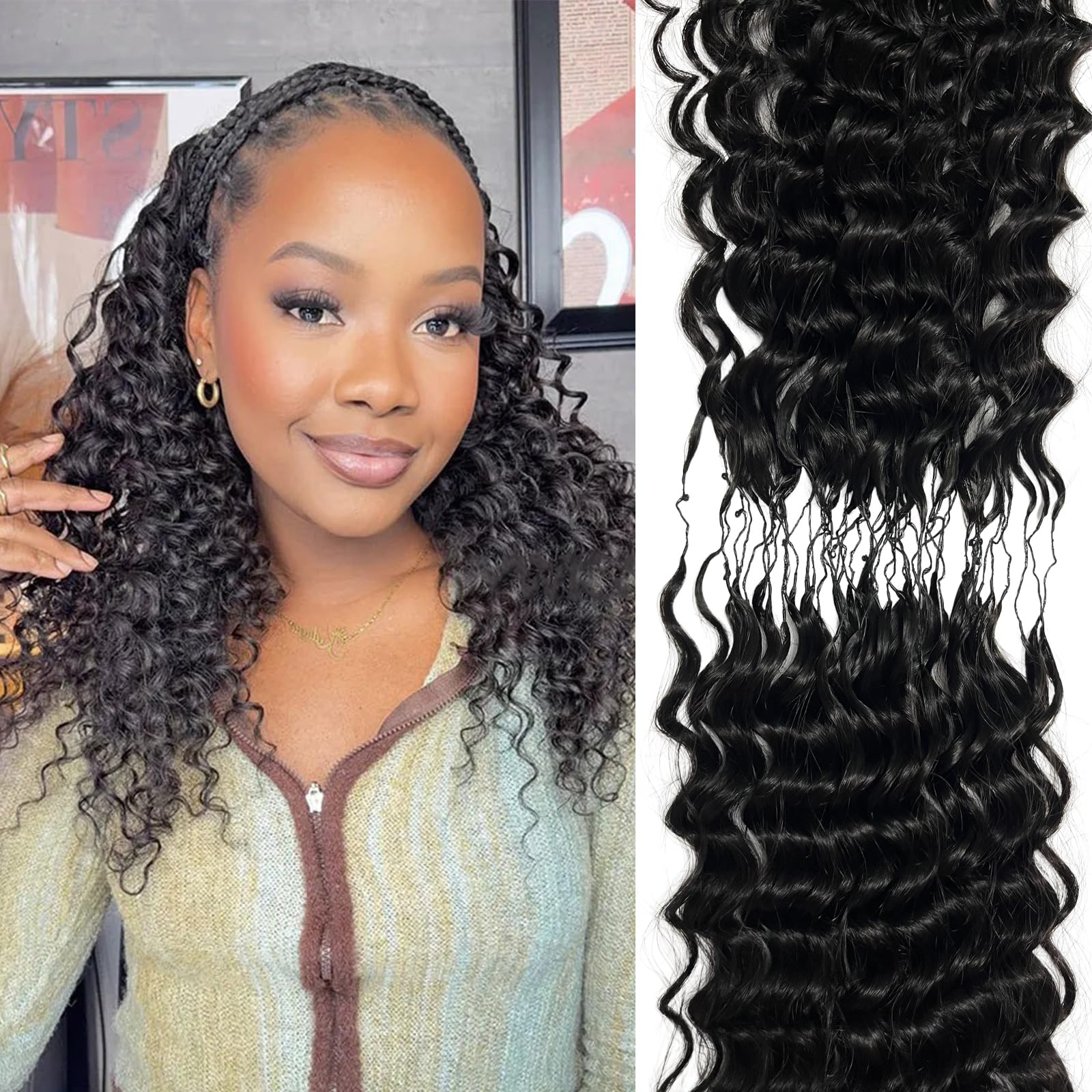 CHARMING YOU pre-separated knotless crochet extensions for quick, seamless installs.