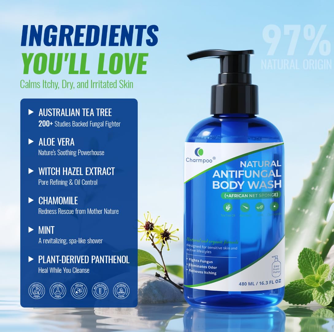 CHARMPOO tea tree oil drops highlight natural care and freshness