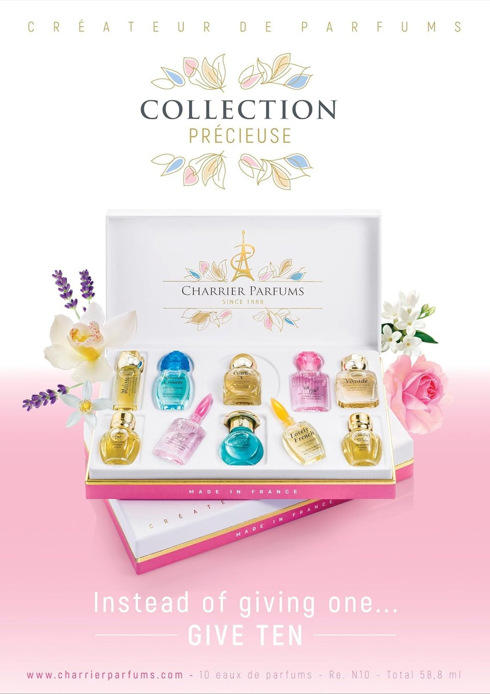 Charrier Parfums Collection Precious box detail label, adds refined presentation.